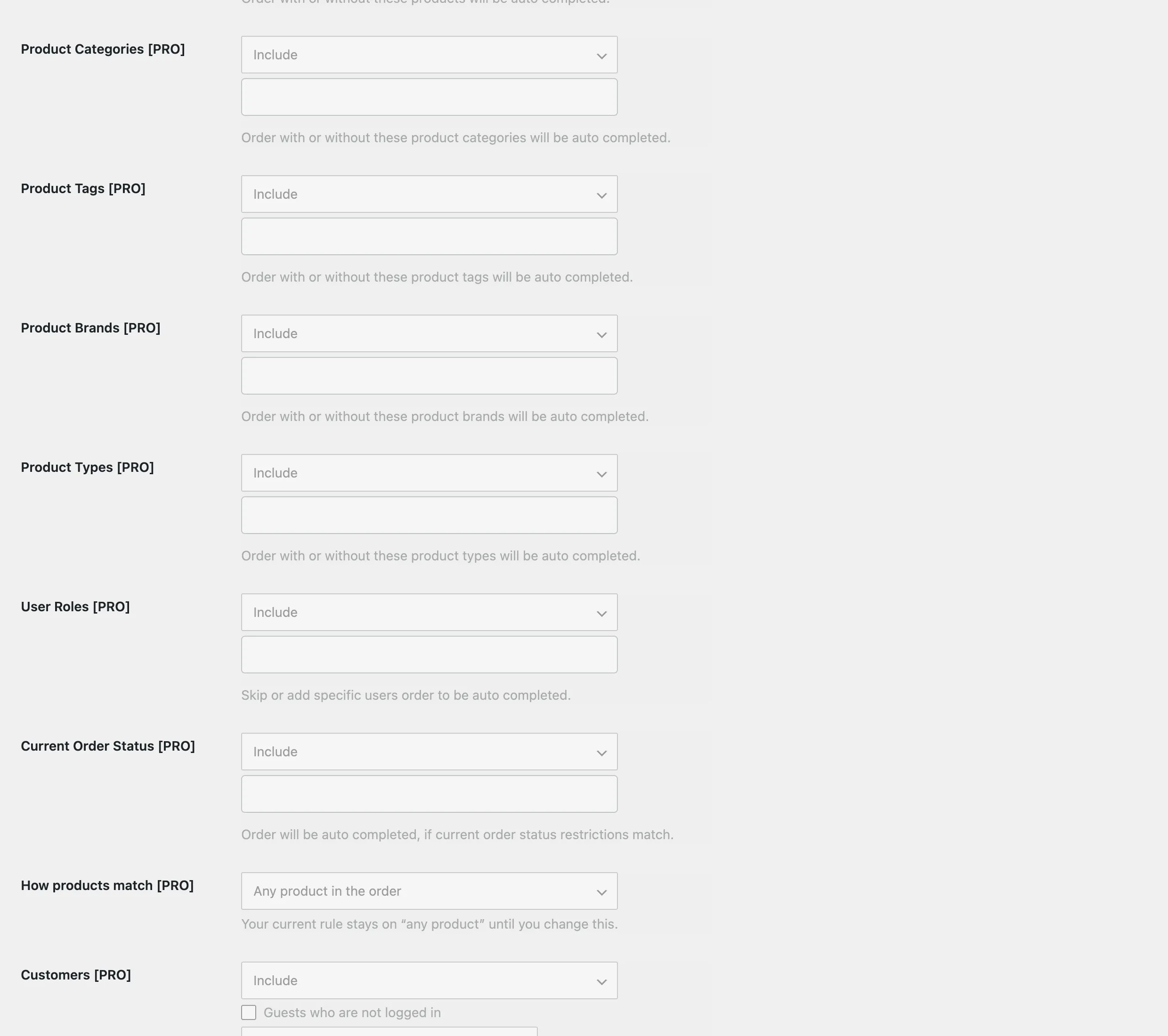 Pro rules for products, categories, roles and customers
