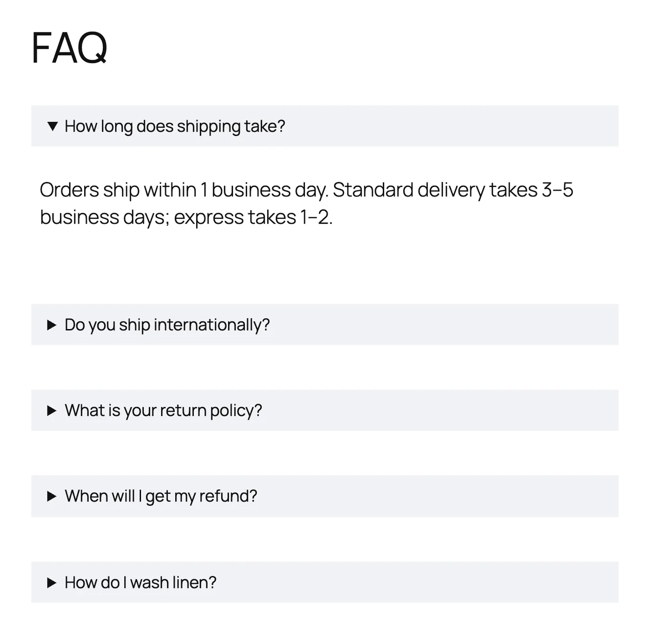 Lightweight Accordion with the shipping question open