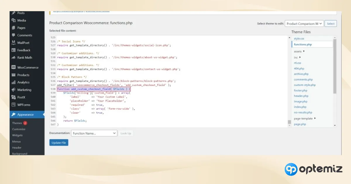 Add a WooCommerce checkout fields hook