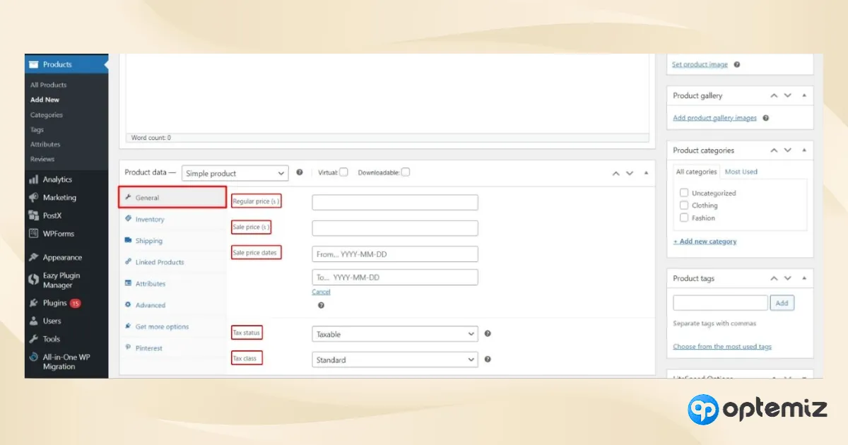 Insert product data