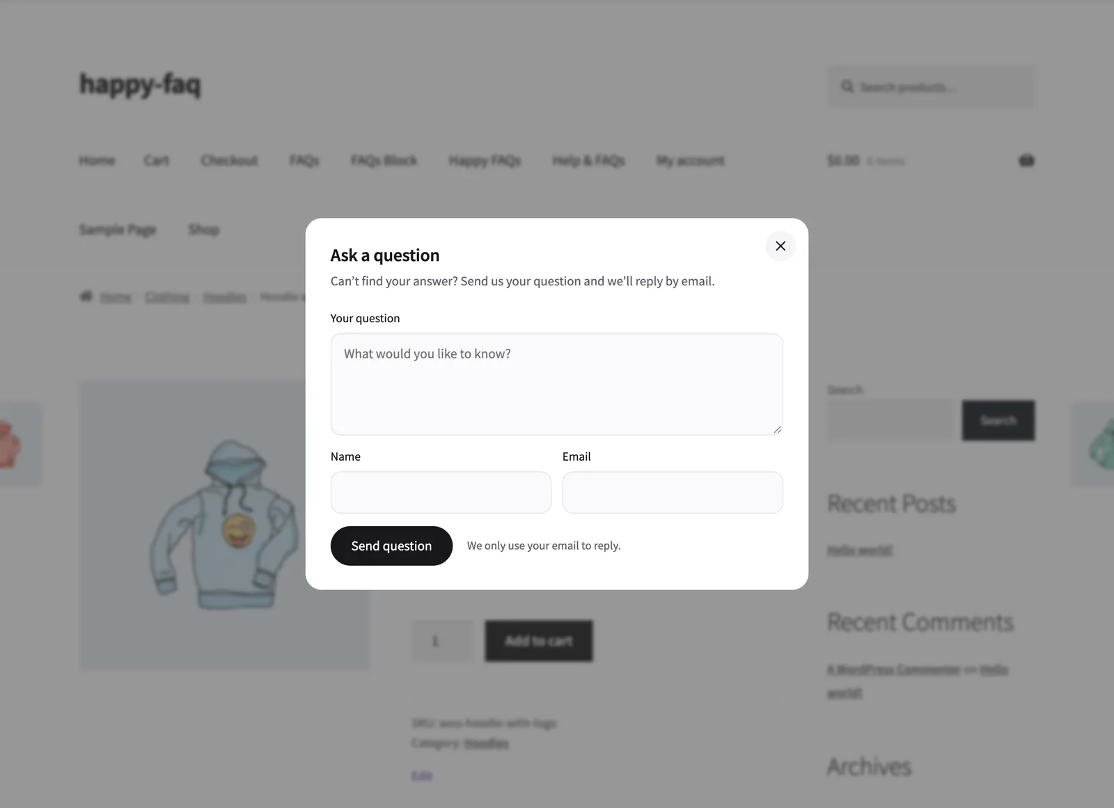 The Ask a question form