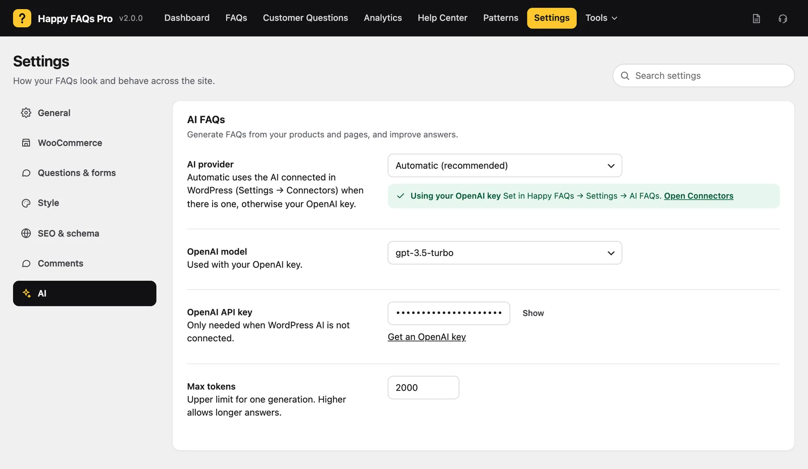 AI settings