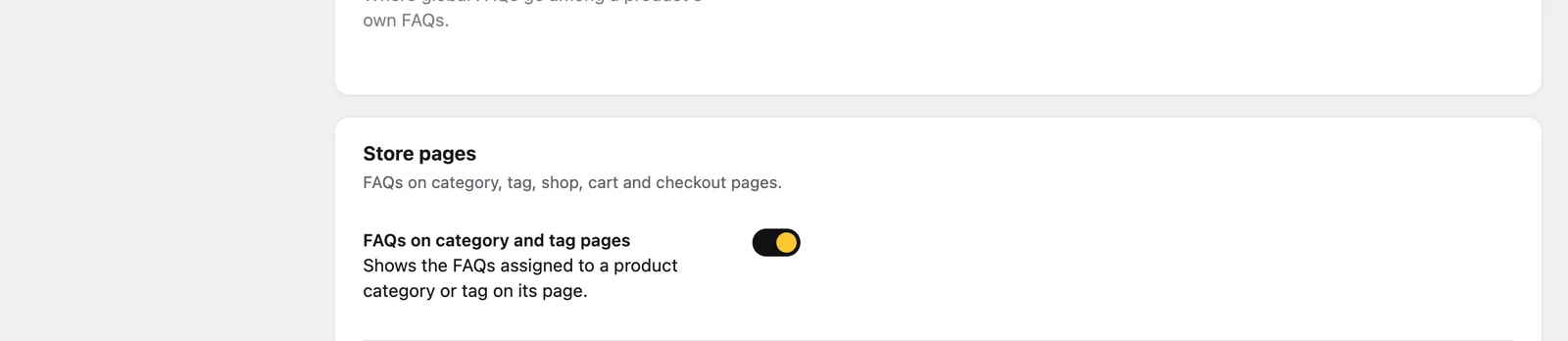 Store pages settings