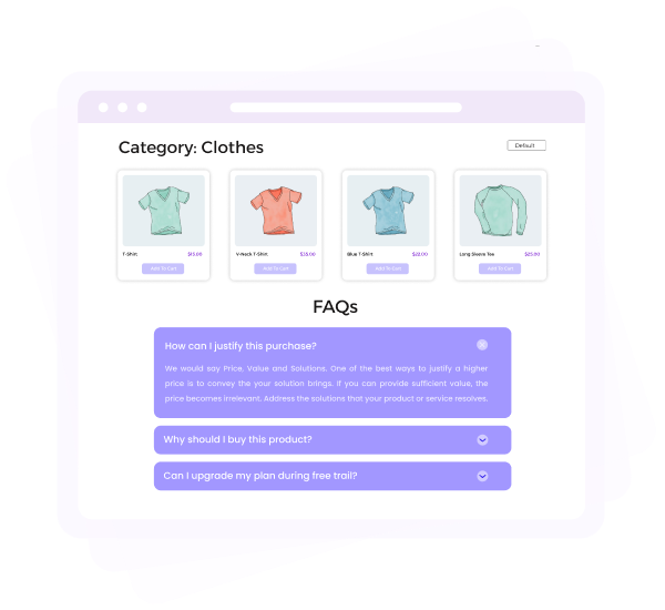 display product faqs in product category pages